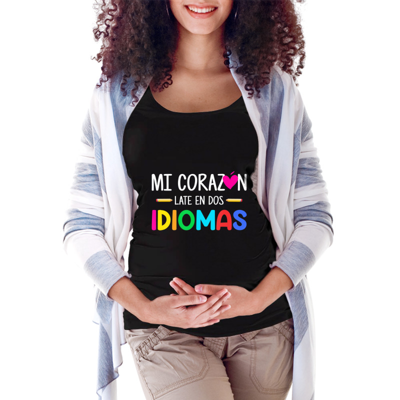 Mi Corazon Late En Dos Idiomas, Bilingual Spanish Teacher Maternity Scoop Neck T-shirt by kentuckykonpha9 | Artistshot