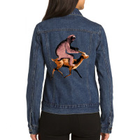 Mens Sloth Riding An Antelope Concert Lo Ladies Denim Jacket | Artistshot