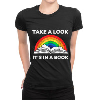 Take A Look It's In A Book Reading Vintage Retro Rainbow T Shirt Ladies Fitted T-shirt | Artistshot