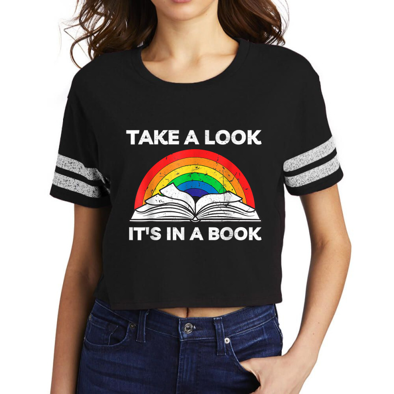 Take A Look It's In A Book Reading Vintage Retro Rainbow T Shirt Scorecard Crop Tee by cm-arts | Artistshot