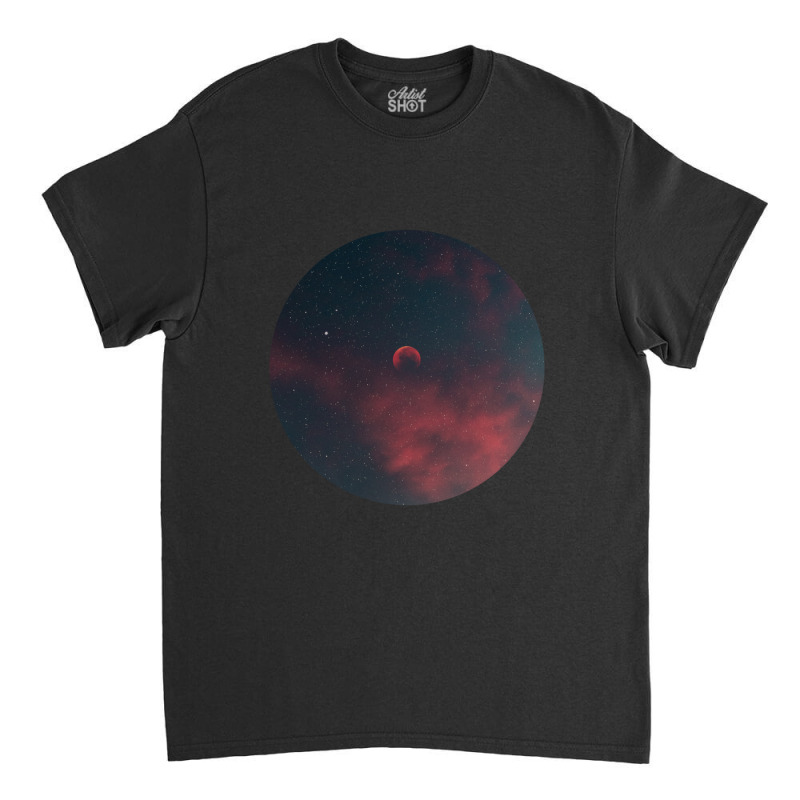 Outer Space Pop Socket Red Moon And Sky Classic T-shirt by cm-arts | Artistshot