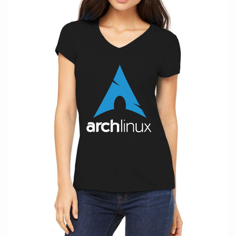 Dark Color Arch Linux Women's V-Neck T-Shirt by LUISRIVER | Artistshot