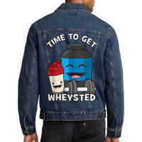 Time To Get Wheysted Protein Shake Cartoon Gym Men Denim Jacket | Artistshot