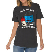 Time To Get Wheysted Protein Shake Cartoon Gym Vintage T-shirt | Artistshot