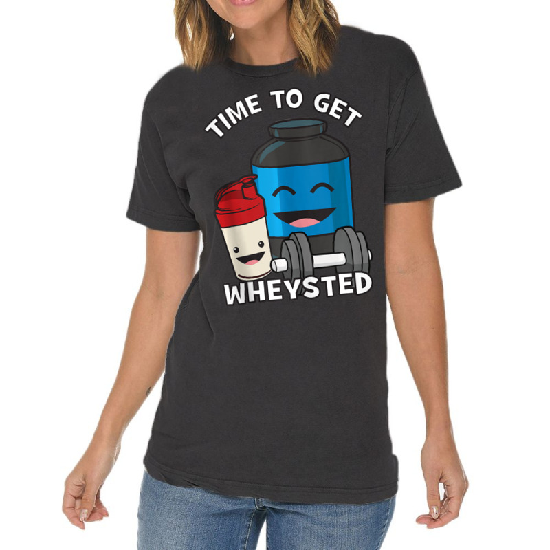 Time To Get Wheysted Protein Shake Cartoon Gym Vintage T-shirt | Artistshot