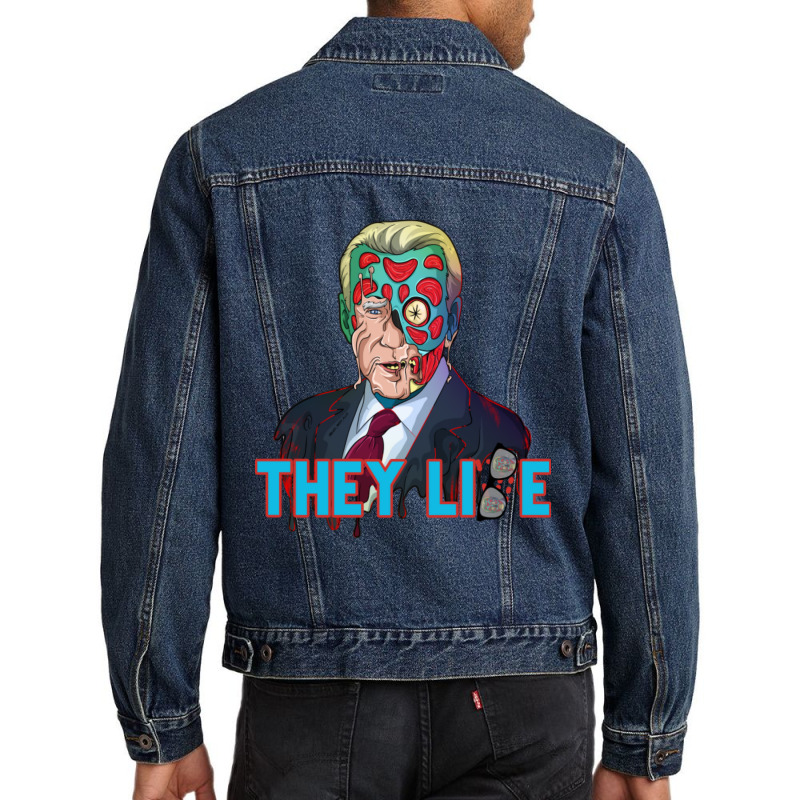 Funny Anti Joe Old Sci-fi Horror Movie Character Biden Zombie Men Denim Jacket | Artistshot