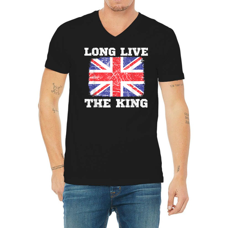 Long Live The King England Uk British Crown Support Flag T Shirt V-neck Tee | Artistshot