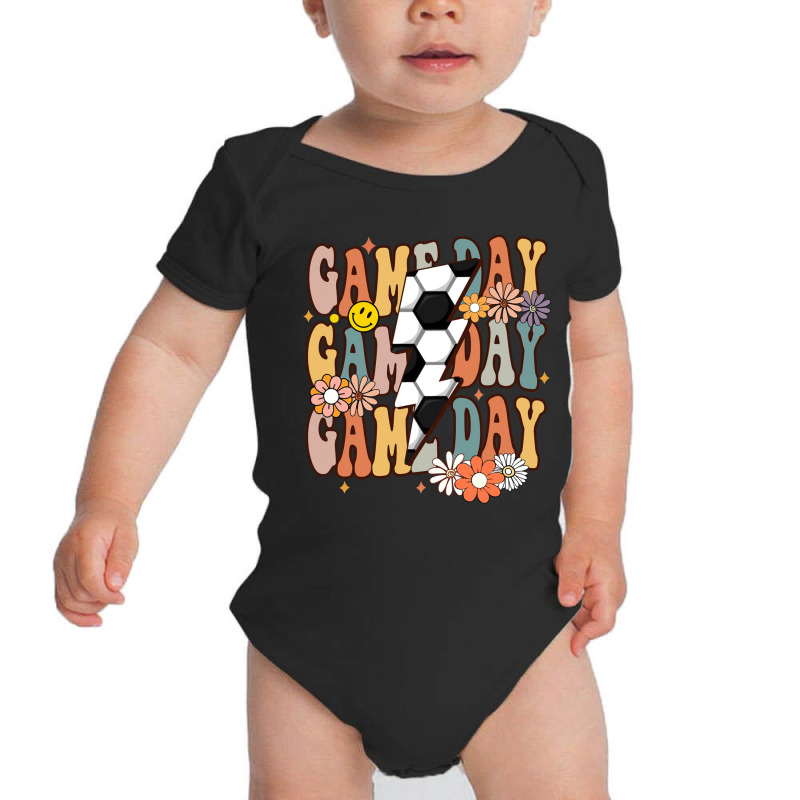 Game Day Soccer Season Groovy Soccer Lightning Bolt Long Sleeve T Shir Baby Bodysuit by cm-arts | Artistshot