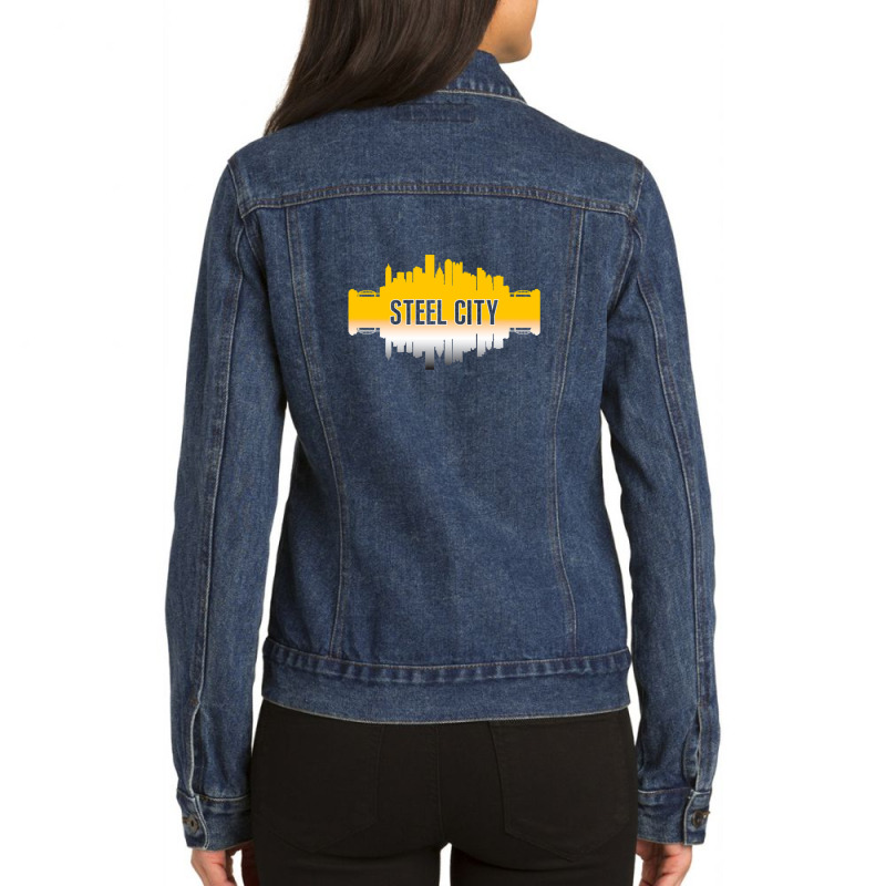 Pittsburgh Nickname Steel City Skyline Ladies Denim Jacket by CamrynWyatt | Artistshot