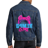 Retro Gamer Girl Vaporwave Leet Leetspeak Gifts Men Denim Jacket | Artistshot