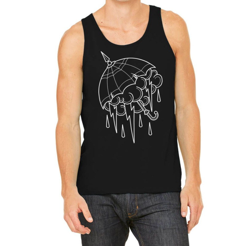 Neo Traditional Umbrella With Thunderstorm Outline Tattoo Premium T Sh Tank Top by cm-arts | Artistshot