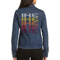 Ike Retro Wordmark Pattern Vintage Style Ladies Denim Jacket | Artistshot