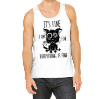 It's Fine I'm Fine Everything Is Fine Stressed Out Black Cat Long Slee Tank Top | Artistshot