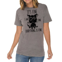 It's Fine I'm Fine Everything Is Fine Stressed Out Black Cat Long Slee Vintage T-shirt | Artistshot