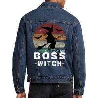 I'm The Boss Witch Cute Witchy Halloween Witch Coven Vibe Long Sleeve Men Denim Jacket | Artistshot