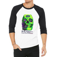 Cybernetic Cyberpunk Futuristic Skull 3/4 Sleeve Shirt | Artistshot