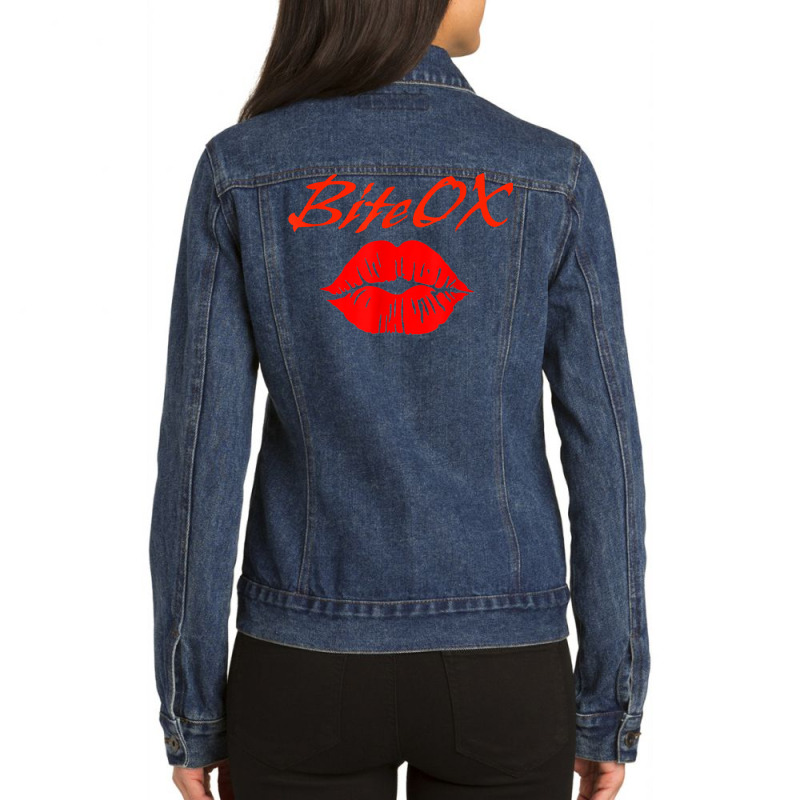 Lips Bitters Kissing Kisser T Shirt Ladies Denim Jacket by cm-arts | Artistshot