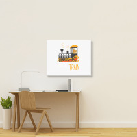 Trick Or Train Halloween Dinosaur Riding Train Funny Kids Premium T Sh Landscape Canvas Print | Artistshot