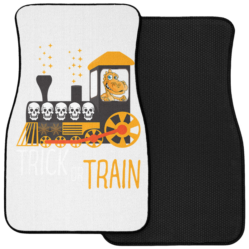 Trick Or Train Halloween Dinosaur Riding Train Funny Kids Premium T Sh Front Car Mat | Artistshot