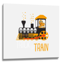 Trick Or Train Halloween Dinosaur Riding Train Funny Kids Premium T Sh Metal Print Square | Artistshot