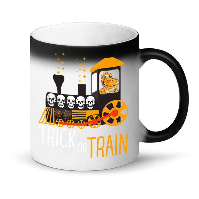 Trick Or Train Halloween Dinosaur Riding Train Funny Kids Premium T Sh Magic Mug | Artistshot