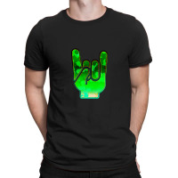 Rock Hand Gesture Space Green Rock N Roll Salute T-shirt | Artistshot