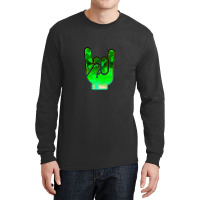 Rock Hand Gesture Space Green Rock N Roll Salute Long Sleeve Shirts | Artistshot