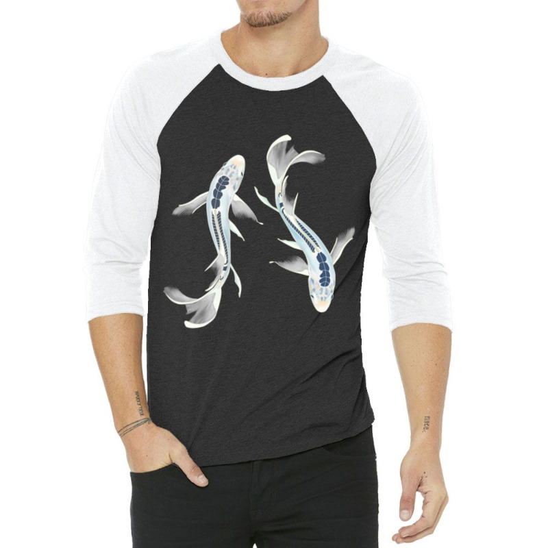 Koi Couple Blue Aquatic Beautiful Fish 3/4 Sleeve Shirt | Artistshot