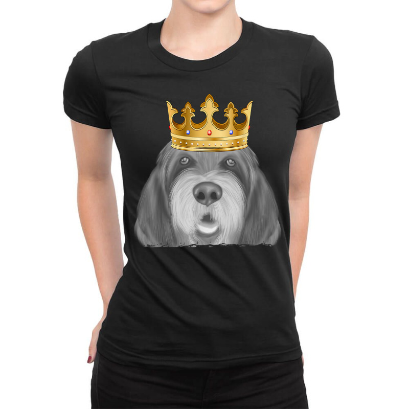 Otterhound Dog Wearing A Crown T Shirt Ladies Fitted T-Shirt by cm-arts | Artistshot