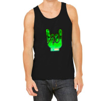 Rock Hand Gesture Space Green Rock N Roll Salute Tank Top | Artistshot