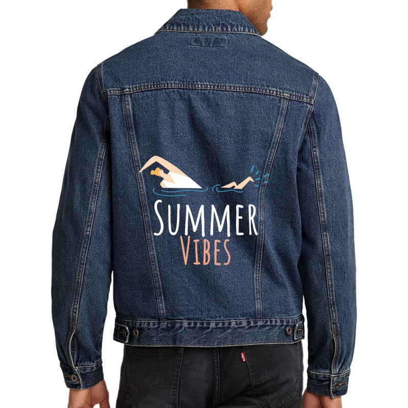 Simmer Vibes Swimming Men Denim Jacket | Artistshot