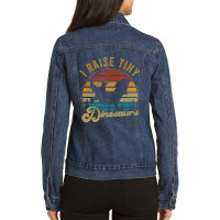 I Raise Tiny Dinosaur Vintage Retro 70s Bearded Dragon Ladies Denim Jacket | Artistshot