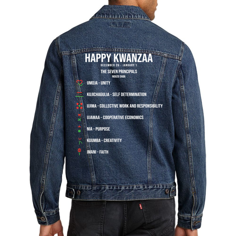 Seven Principles Of Kwanzaa Celebration   Happy Kwanzaa T Shirt Men Denim Jacket by MleczynskiShae | Artistshot