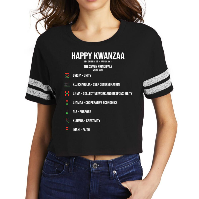 Seven Principles Of Kwanzaa Celebration   Happy Kwanzaa T Shirt Scorecard Crop Tee by MleczynskiShae | Artistshot