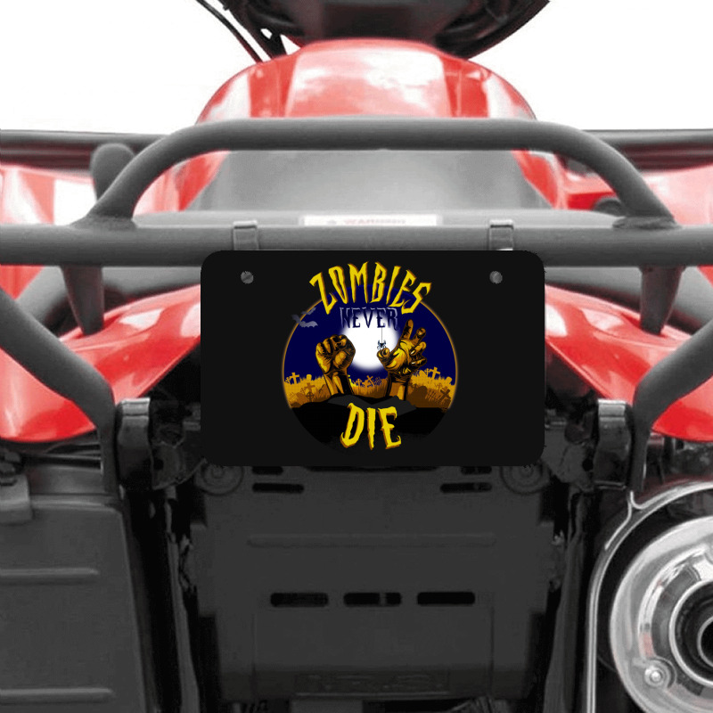 Zombies Never Die Graveyard Zombie Hands Halloween Atv License Plate | Artistshot