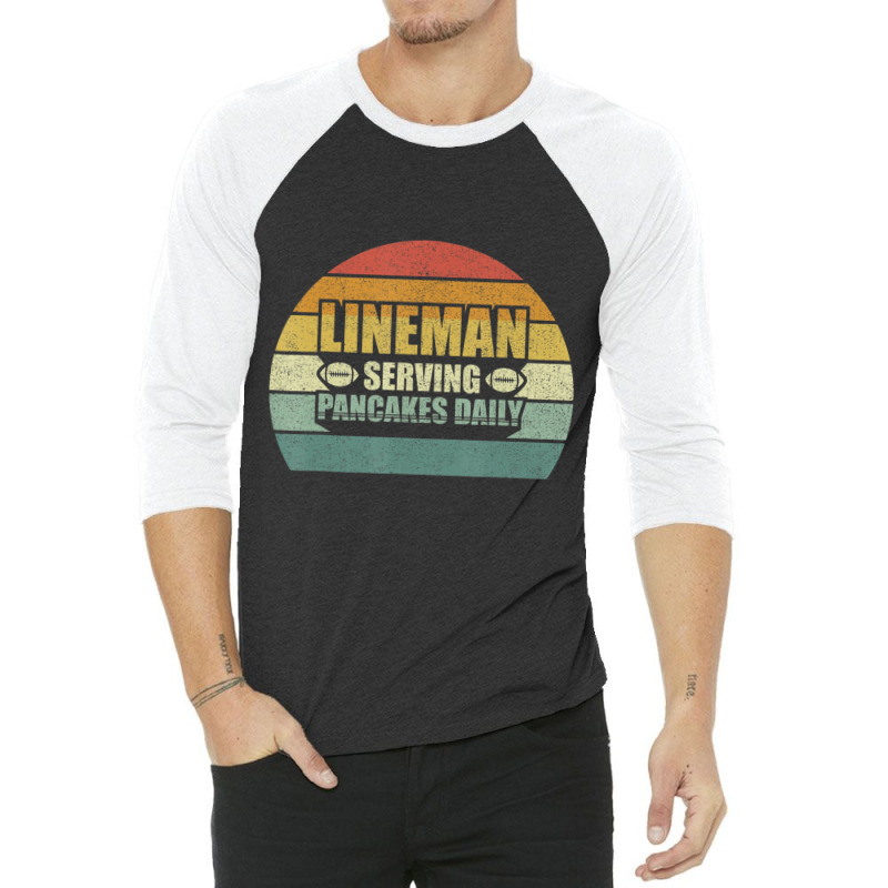 Retro Football Lineman Serving Pancakes Daily Vintage 3/4 Sleeve Shirt | Artistshot