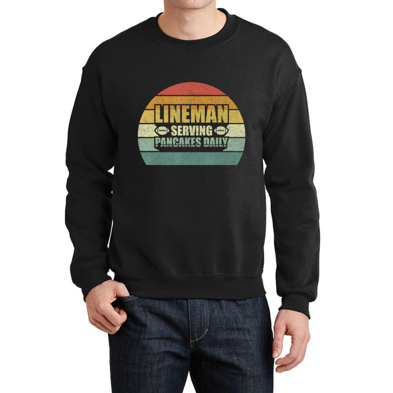 Retro Football Lineman Serving Pancakes Daily Vintage Crewneck Sweatshirt | Artistshot