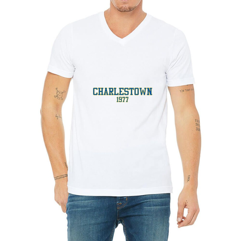 Charlestown 1977 (white Variant)   Slap Shot V-neck Tee | Artistshot