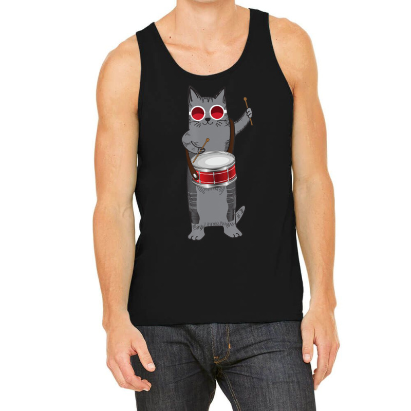 Cool Cat Playing The Snare Drum Hippy Percussionist Kitty Tank Top | Artistshot