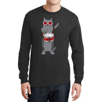 Cool Cat Playing The Snare Drum Hippy Percussionist Kitty Long Sleeve Shirts | Artistshot