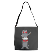 Cool Cat Playing The Snare Drum Hippy Percussionist Kitty Adjustable Strap Totes | Artistshot