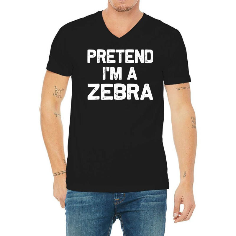 Pretend I M A Zebra Funny Halloween Party Costume Gifts V-neck Tee | Artistshot