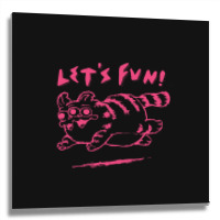 Let's Fun! Pink Metal Print Square | Artistshot