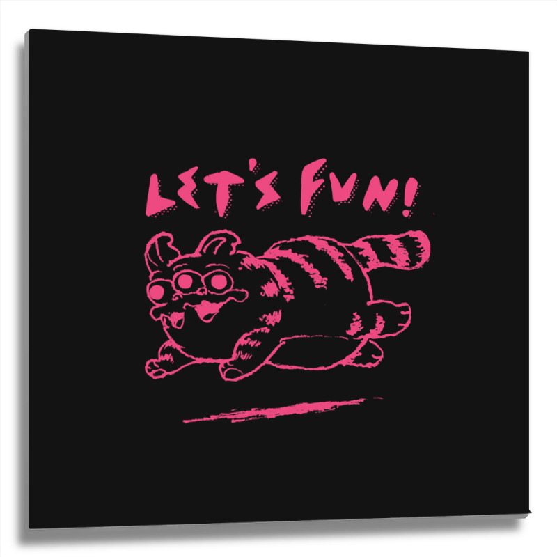 Let's Fun! Pink Metal Print Square | Artistshot