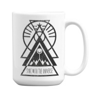 Sync With The Universe - Typography And Geometry 15 Oz Coffee Mug | Artistshot