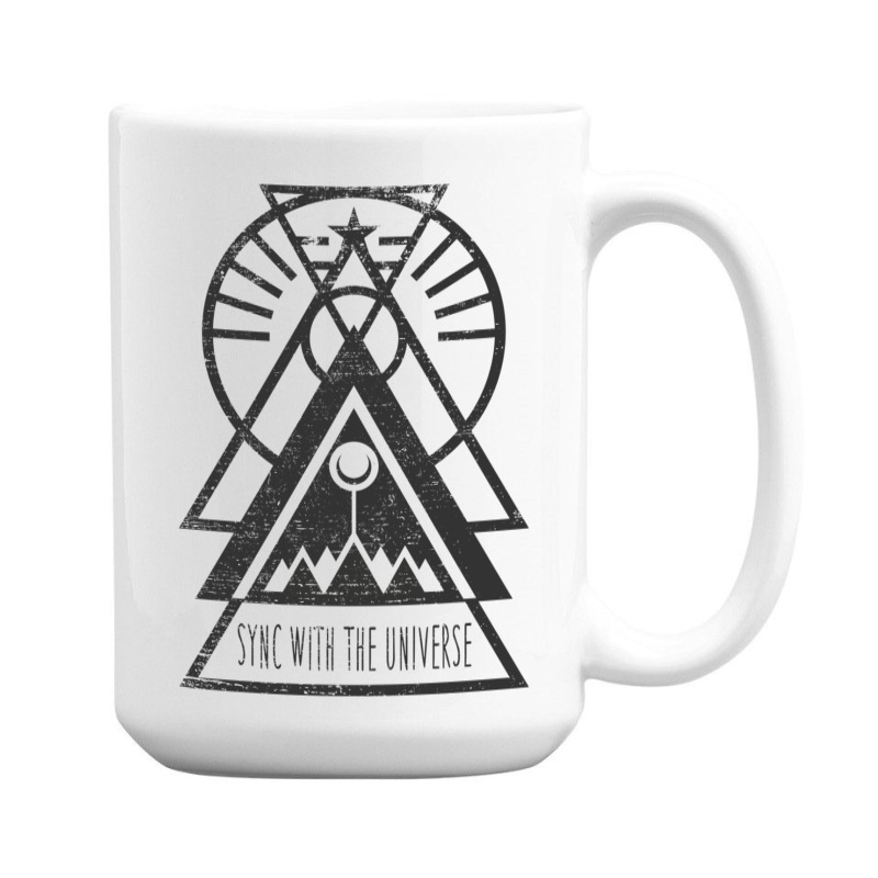 Sync With The Universe - Typography And Geometry 15 Oz Coffee Mug | Artistshot