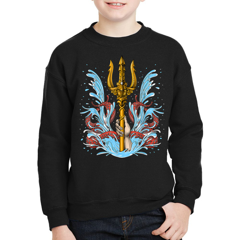 Poseidon Trident Ancient Greek God Mythology Greek Myths T Shirt Youth Sweatshirt | Artistshot