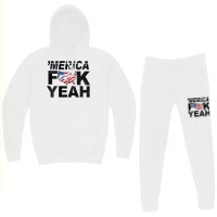 Merica Fuck Yeah Usa Flag 4th Of July Patriotic Hoodie & Jogger Set | Artistshot