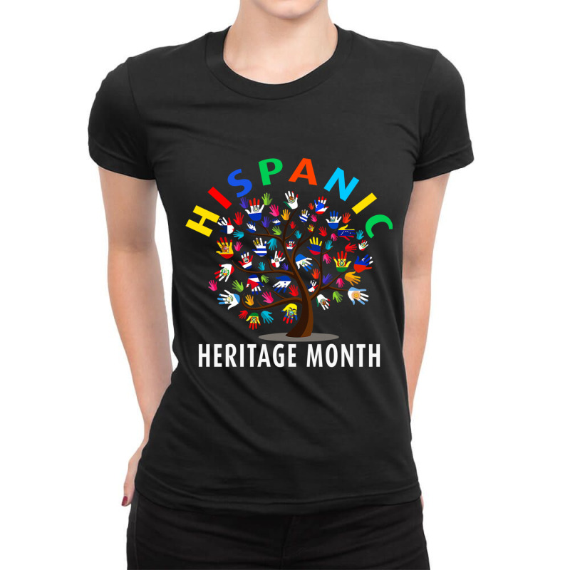 National Hispanic Heritage Month Tree All Countries Flags Ladies Fitted T-Shirt by cm-arts | Artistshot