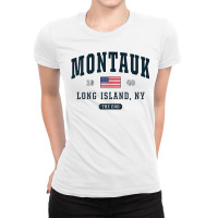 Montauk Long Island Ny New York The End Usa Flag Ladies Fitted T-shirt | Artistshot